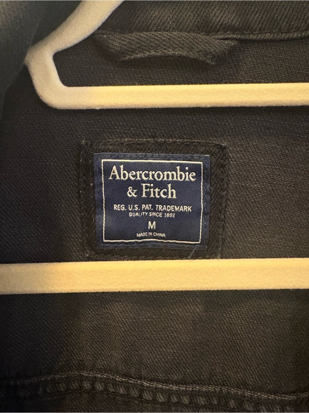 Abercrombie & Fitch Black Distressed Denim Jacket with Frayed Hem - Picture 3 of 4